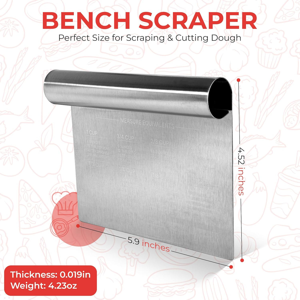 Plastic Bench Scraper for Baking - 2 White Bowl Scraper - Flexible Food Safe Dough Scraper Multipurpose Good Grip Curved and Flat Edge Dough Cutter - Essential Pan Scraper for Kitchen Use
