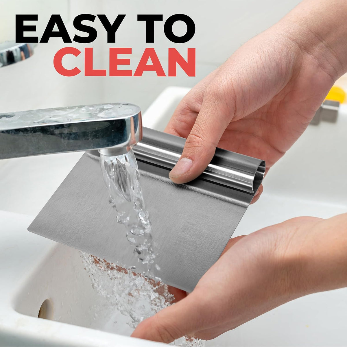 Plastic Bench Scraper for Baking - 2 White Bowl Scraper - Flexible Food Safe Dough Scraper Multipurpose Good Grip Curved and Flat Edge Dough Cutter - Essential Pan Scraper for Kitchen Use