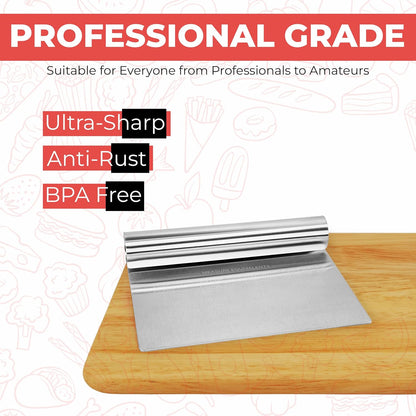 Plastic Bench Scraper for Baking - 2 White Bowl Scraper - Flexible Food Safe Dough Scraper Multipurpose Good Grip Curved and Flat Edge Dough Cutter - Essential Pan Scraper for Kitchen Use