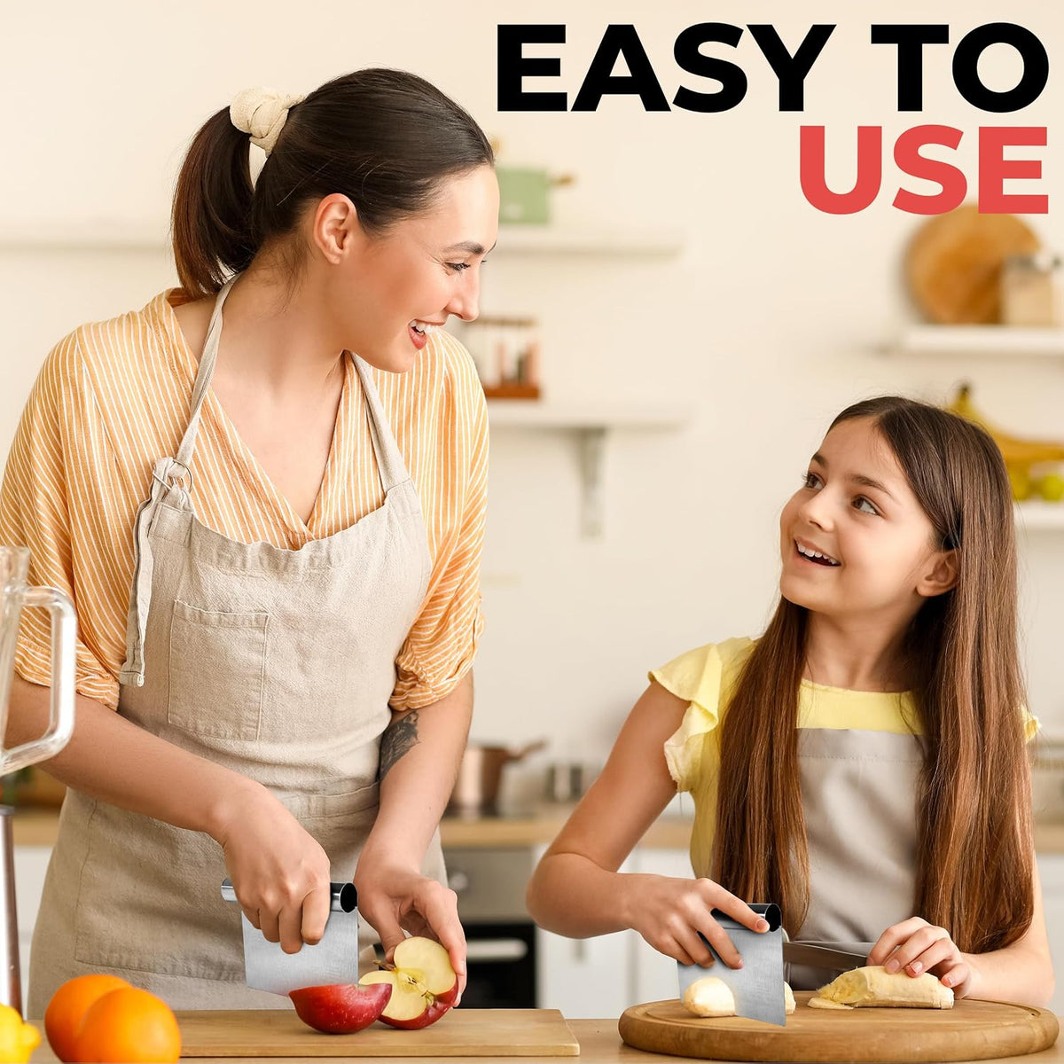 Plastic Bench Scraper for Baking - 2 White Bowl Scraper - Flexible Food Safe Dough Scraper Multipurpose Good Grip Curved and Flat Edge Dough Cutter - Essential Pan Scraper for Kitchen Use