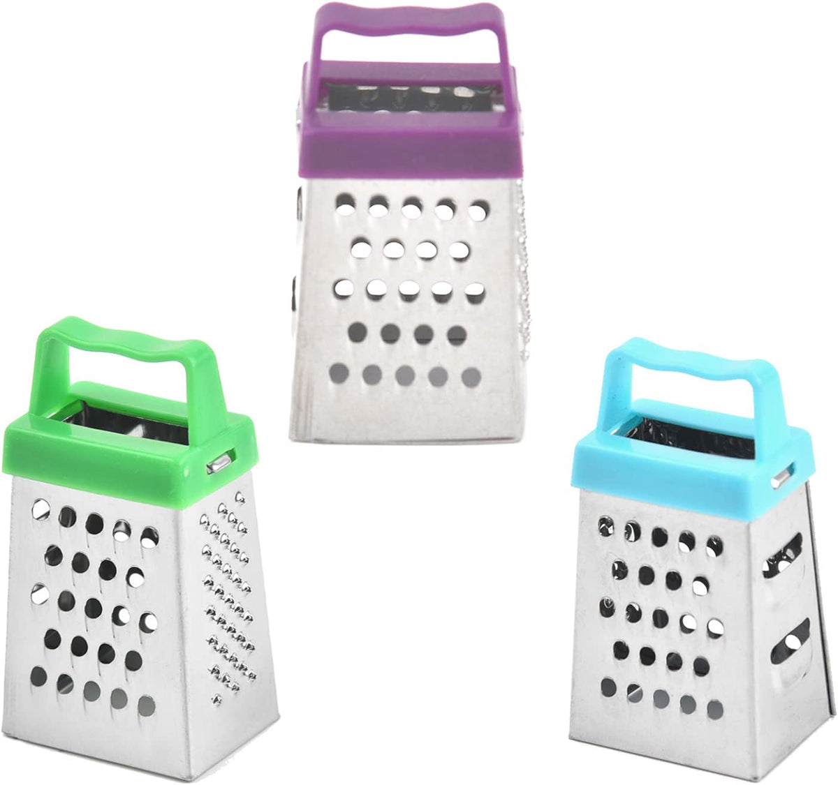 3Pcs Mini Box Grater Set - Stainless Steel Cheese Graters for Kitchen Slicing Cheese, Ginger, and Vegetables - Small Size, Multipurpose Graters with 4 Sides - Ideal for Home Cooking