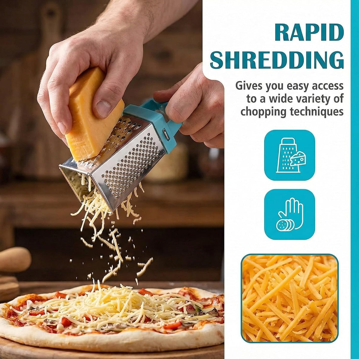 3Pcs Mini Box Grater Set - Stainless Steel Cheese Graters for Kitchen Slicing Cheese, Ginger, and Vegetables - Small Size, Multipurpose Graters with 4 Sides - Ideal for Home Cooking