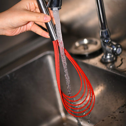 Flat Whisk Set,Stainless Steel 3 Pack 10''+11''+12'' Premium Sturdy-6 Silicone Heads Non Stick Wires Whisk for Blending Beating Stirring Kitchen Cooking (Blue)
