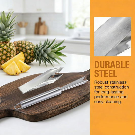 2Pcs Pineapple Eye Remover Tool Stainless Steel Peeler and Cutter Multifunctional Fruit Slicer Corer for Peel Peeler Pinapple Cut Kitchen Tools and Accessories
