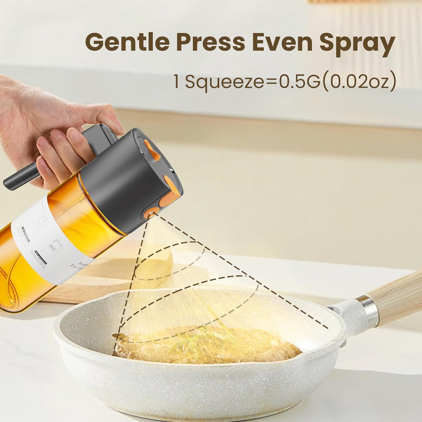 2 in 1 Oil Sprayer & Dispenser, 17 oz Light-Blocking Glass Bottle | Large Capacity, Wide-Mouth for Easy Pouring and Cleaning, Leak-Proof Oil Bottle with Stickers for Salads, Air Fryers, BBQ