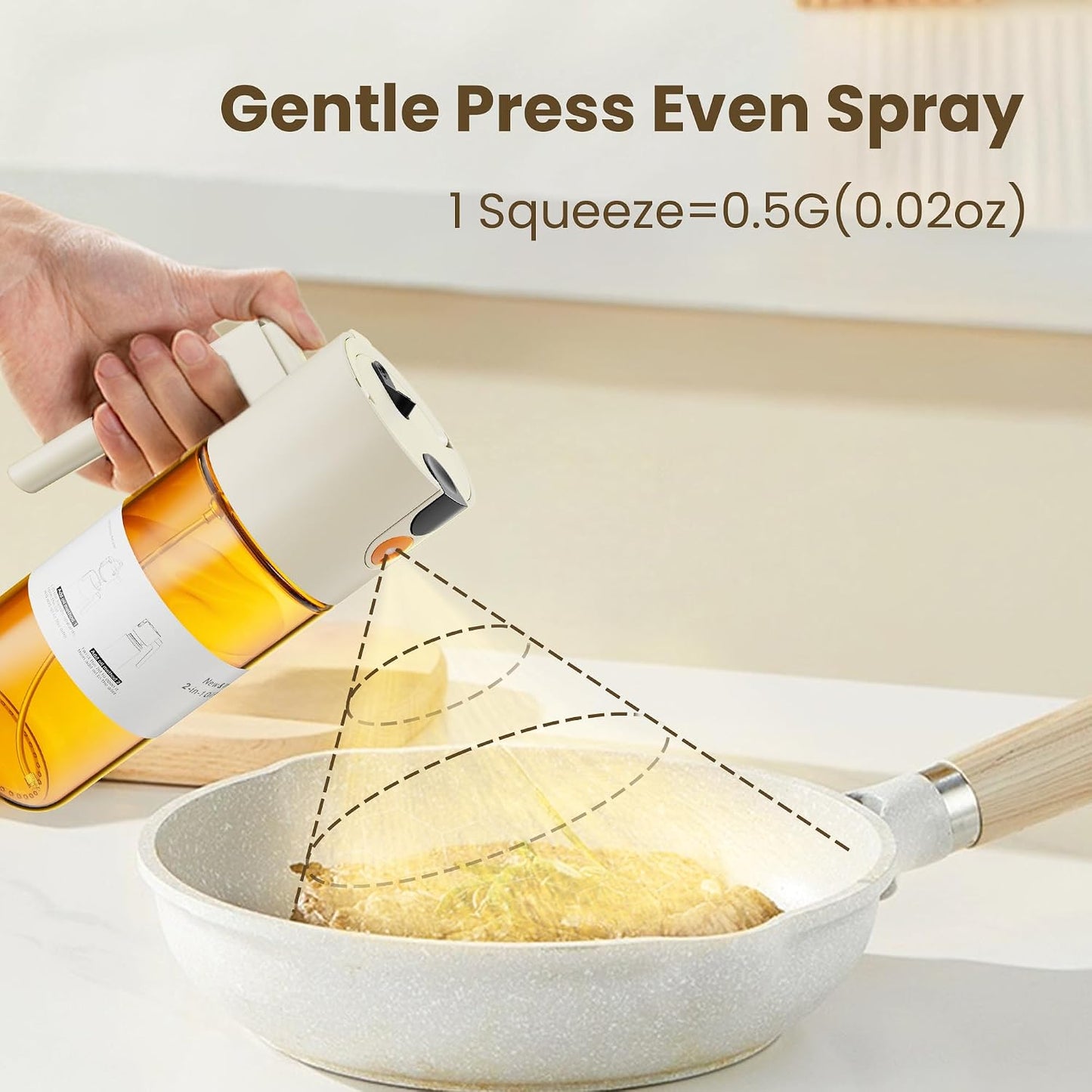 2 in 1 Oil Sprayer & Dispenser, 17 oz Light-Blocking Glass Bottle | Large Capacity, Wide-Mouth for Easy Pouring and Cleaning, Leak-Proof Oil Bottle with Stickers for Salads, Air Fryers, BBQ