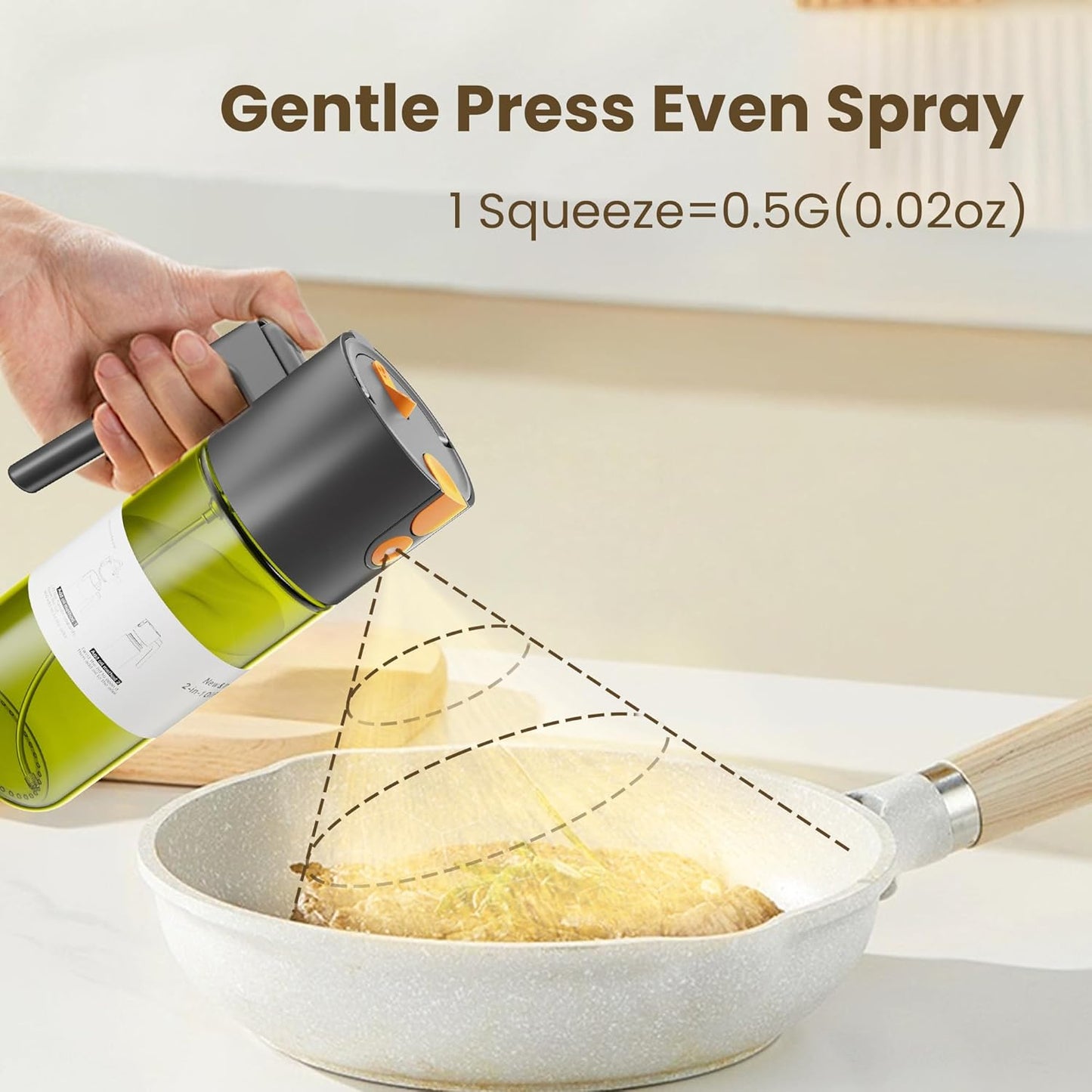 2 in 1 Oil Sprayer & Dispenser, 17 oz Light-Blocking Glass Bottle | Large Capacity, Wide-Mouth for Easy Pouring and Cleaning, Leak-Proof Oil Bottle with Stickers for Salads, Air Fryers, BBQ