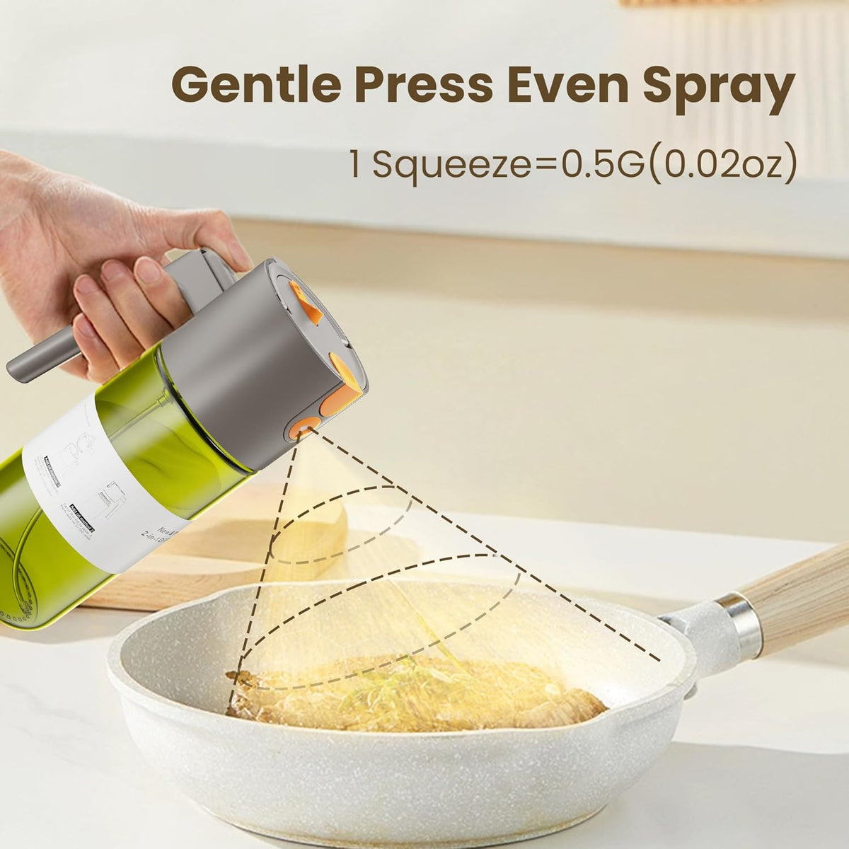 2 in 1 Oil Sprayer & Dispenser, 17 oz Light-Blocking Glass Bottle | Large Capacity, Wide-Mouth for Easy Pouring and Cleaning, Leak-Proof Oil Bottle with Stickers for Salads, Air Fryers, BBQ