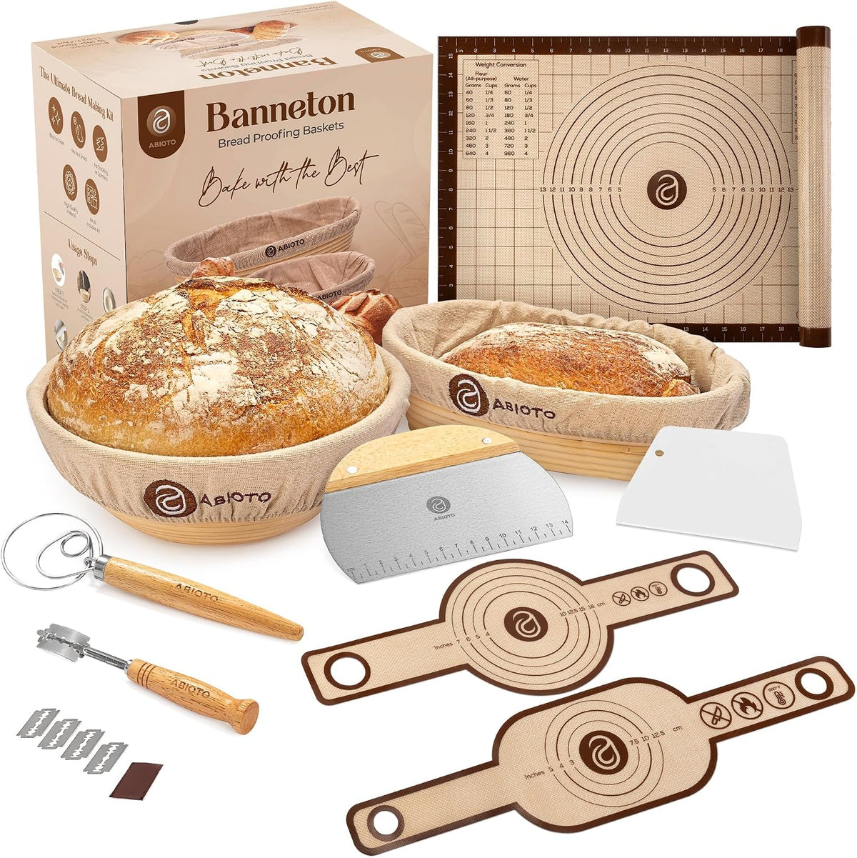 Banneton Baskets with Sourdough Bread Baking Supplies