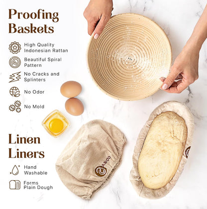 Banneton Baskets with Sourdough Bread Baking Supplies
