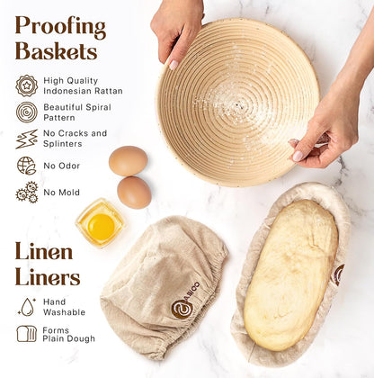Banneton Baskets with Sourdough Bread Baking Supplies