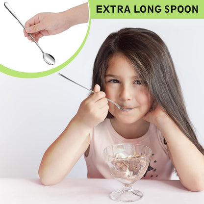 9-Inch Long Coffee Spoons for Coffee Bar, Coffee Stirrers Ice Cream Spoon Tea Spoons Stainless Steel Long Spoon for Cocktail Stirring Iced Tea, Coffee Bar Accessories (2-Pack)