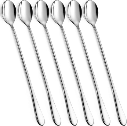 9-Inch Long Coffee Spoons for Coffee Bar, Coffee Stirrers Ice Cream Spoon Tea Spoons Stainless Steel Long Spoon for Cocktail Stirring Iced Tea, Coffee Bar Accessories (2-Pack)
