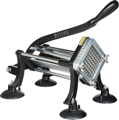 Professional French Fry Cutter for Potatoes and Vegetable Dicer, 3/8” Stainless Steel Cutting Blade, Suction Cup and Wall-Mount Feet, Restaurant-Quality, Black (36-3550-W)