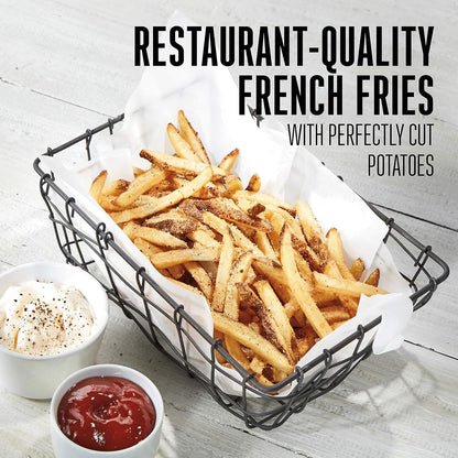 Professional French Fry Cutter for Potatoes and Vegetable Dicer, 3/8” Stainless Steel Cutting Blade, Suction Cup and Wall-Mount Feet, Restaurant-Quality, Black (36-3550-W)