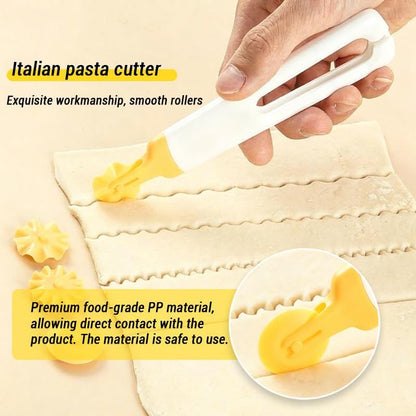 2 pcs Italian Pasta Cutter with 8 Replaceable Roller Cutters, White and Yellow, Professional Pastry Dough Tool for Baking