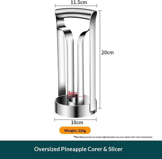 Stainless Steel Pineapple Cutter Slicer and Corer, 8cm Easy Twist Fruit Core Remover Tool with Ergonomic Handle, Fast Peeler Ring Slicer for Kitchen (10cm)