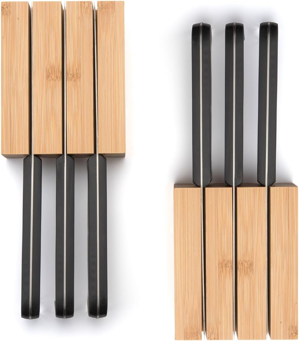 Bamboo Drawer Organizer - Expandable Silverware Organizer & Utensil Drawer Organizer, Cutlery Tray with Dividers, 7-9 Slots- Kitchen Organizer for Utensils & Flatware (Natural)