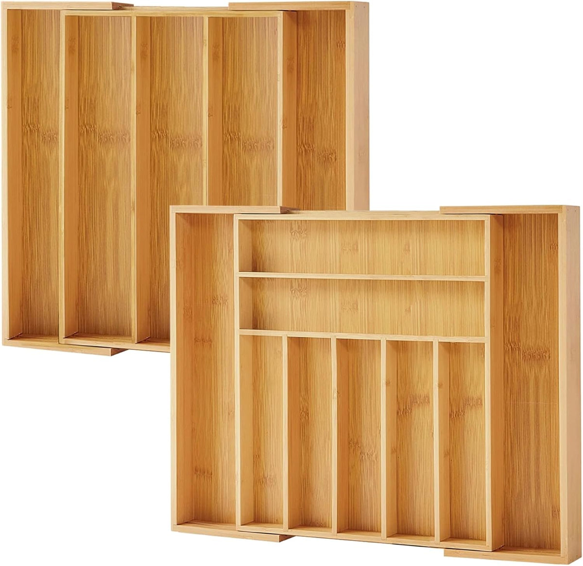 Bamboo Drawer Organizer - Expandable Silverware Organizer & Utensil Drawer Organizer, Cutlery Tray with Dividers, 7-9 Slots- Kitchen Organizer for Utensils & Flatware (Natural)
