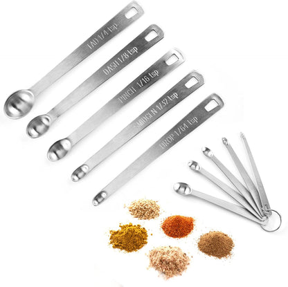 10 Pcs Mini Measuring Spoons, 2 Sets of 5 Stainless Steel Spoons | Includes Tad, Dash, Pinch, Smidgen & Drop Sizes from 1/4 to 1/64 Tsp for Spices, Baking & Precise Kitchen Measuring