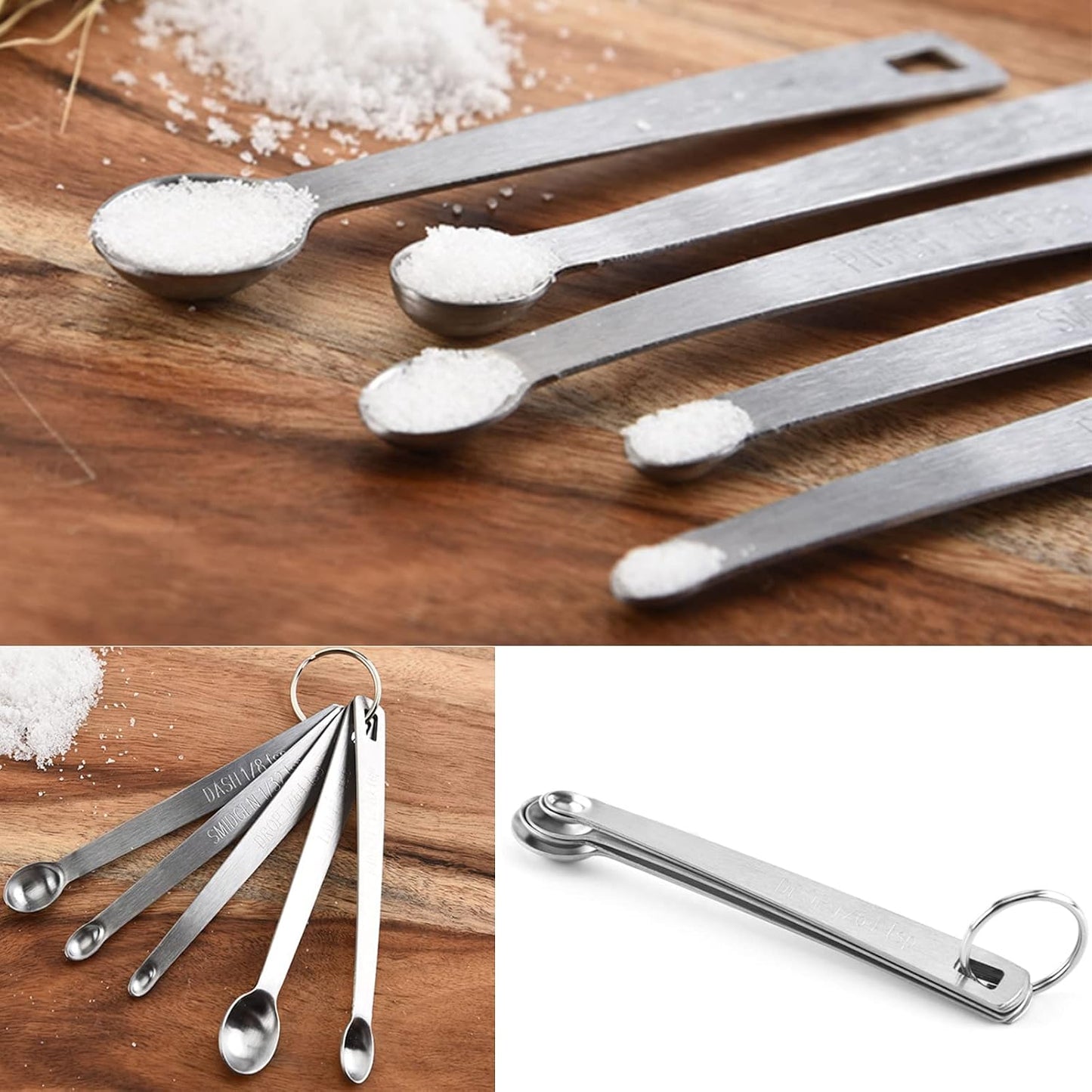 10 Pcs Mini Measuring Spoons, 2 Sets of 5 Stainless Steel Spoons | Includes Tad, Dash, Pinch, Smidgen & Drop Sizes from 1/4 to 1/64 Tsp for Spices, Baking & Precise Kitchen Measuring