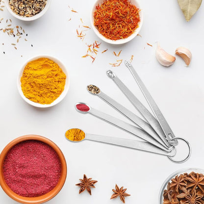 10 Pcs Mini Measuring Spoons, 2 Sets of 5 Stainless Steel Spoons | Includes Tad, Dash, Pinch, Smidgen & Drop Sizes from 1/4 to 1/64 Tsp for Spices, Baking & Precise Kitchen Measuring
