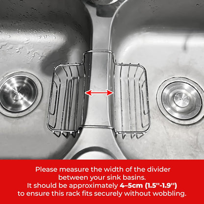 Stainless Steel Sponge Holder for Kitchen Sink - Never Rust Hanging Saddle Double for Soap Kitchen Sink Caddy 2.2 inch, Rustproof Organizer for Dishwashing and Brush Drying