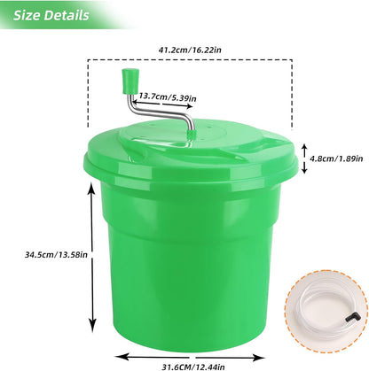 5 Gallon Salad Spinner,Large Capacity Vegetable Friuts Salad Dryer,Commercial Manual Salad Mixer for Restaurants Kitchen & Catering,Green & Orange. (Orange, 5 Gallon)