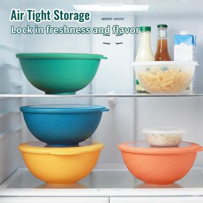 Wheat Straw Bowls 40 OZ, Unbreakable Salad Container for Lunch, Plastic Bowls with Lids, Microwavable Meal Prep Bowls for Cereal, Ramen, Soup, Leftovers - 4 Large Bowls and 4 Lids, Multi