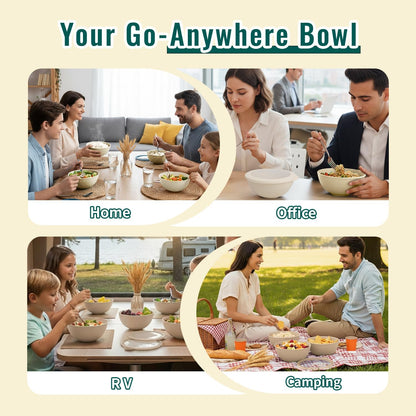 Wheat Straw Bowls 40 OZ, Unbreakable Salad Container for Lunch, Plastic Bowls with Lids, Microwavable Meal Prep Bowls for Cereal, Ramen, Soup, Leftovers - 4 Large Bowls and 4 Lids, Multi
