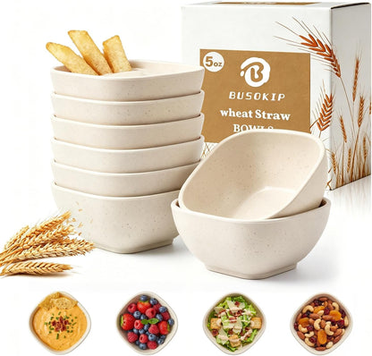 Wheat Straw Bowls 40 OZ, Unbreakable Salad Container for Lunch, Plastic Bowls with Lids, Microwavable Meal Prep Bowls for Cereal, Ramen, Soup, Leftovers - 4 Large Bowls and 4 Lids, Multi