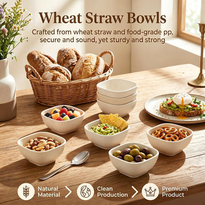 Wheat Straw Bowls 40 OZ, Unbreakable Salad Container for Lunch, Plastic Bowls with Lids, Microwavable Meal Prep Bowls for Cereal, Ramen, Soup, Leftovers - 4 Large Bowls and 4 Lids, Multi