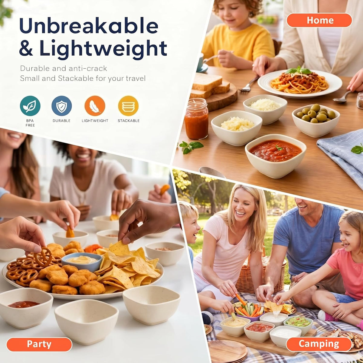 Wheat Straw Bowls 40 OZ, Unbreakable Salad Container for Lunch, Plastic Bowls with Lids, Microwavable Meal Prep Bowls for Cereal, Ramen, Soup, Leftovers - 4 Large Bowls and 4 Lids, Multi