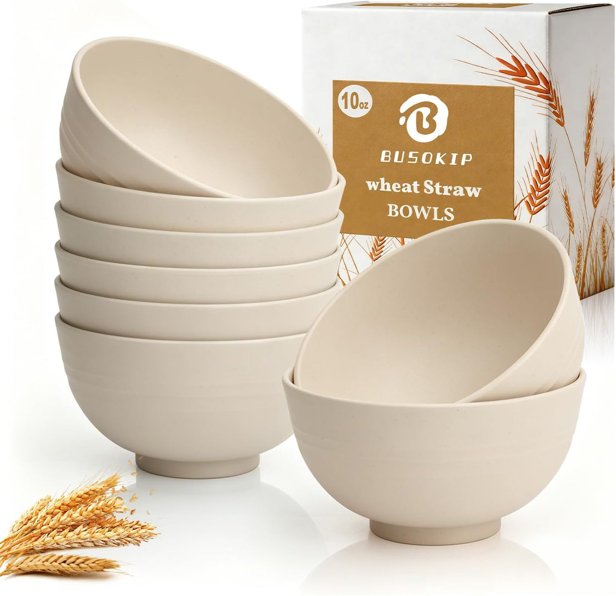 Wheat Straw Bowls 40 OZ, Unbreakable Salad Container for Lunch, Plastic Bowls with Lids, Microwavable Meal Prep Bowls for Cereal, Ramen, Soup, Leftovers - 4 Large Bowls and 4 Lids, Multi