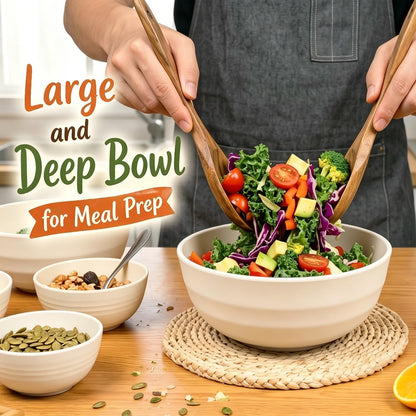 Wheat Straw Bowls 40 OZ, Unbreakable Salad Container for Lunch, Plastic Bowls with Lids, Microwavable Meal Prep Bowls for Cereal, Ramen, Soup, Leftovers - 4 Large Bowls and 4 Lids, Multi