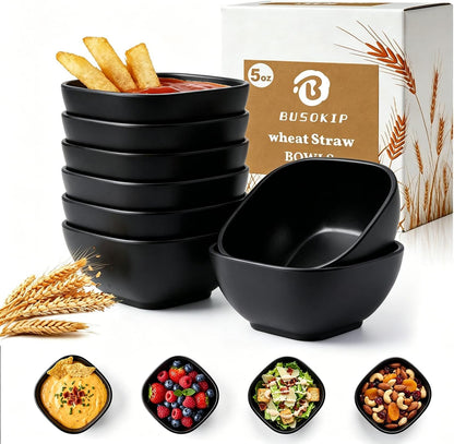 Wheat Straw Bowls 40 OZ, Unbreakable Salad Container for Lunch, Plastic Bowls with Lids, Microwavable Meal Prep Bowls for Cereal, Ramen, Soup, Leftovers - 4 Large Bowls and 4 Lids, Multi