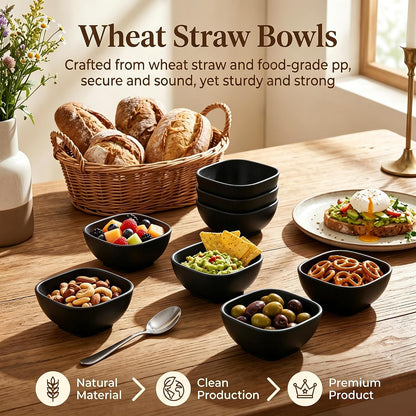 Wheat Straw Bowls 40 OZ, Unbreakable Salad Container for Lunch, Plastic Bowls with Lids, Microwavable Meal Prep Bowls for Cereal, Ramen, Soup, Leftovers - 4 Large Bowls and 4 Lids, Multi