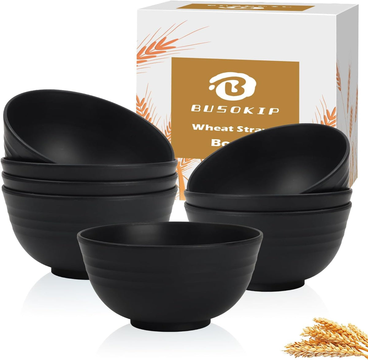 Wheat Straw Bowls 40 OZ, Unbreakable Salad Container for Lunch, Plastic Bowls with Lids, Microwavable Meal Prep Bowls for Cereal, Ramen, Soup, Leftovers - 4 Large Bowls and 4 Lids, Multi