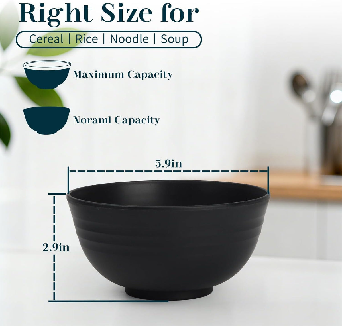 Wheat Straw Bowls 40 OZ, Unbreakable Salad Container for Lunch, Plastic Bowls with Lids, Microwavable Meal Prep Bowls for Cereal, Ramen, Soup, Leftovers - 4 Large Bowls and 4 Lids, Multi