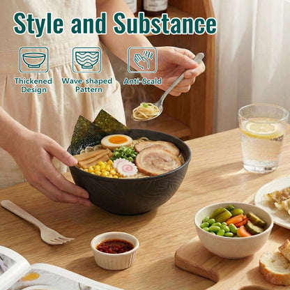 Wheat Straw Bowls 40 OZ, Unbreakable Salad Container for Lunch, Plastic Bowls with Lids, Microwavable Meal Prep Bowls for Cereal, Ramen, Soup, Leftovers - 4 Large Bowls and 4 Lids, Multi