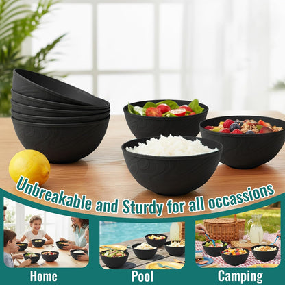 Wheat Straw Bowls 40 OZ, Unbreakable Salad Container for Lunch, Plastic Bowls with Lids, Microwavable Meal Prep Bowls for Cereal, Ramen, Soup, Leftovers - 4 Large Bowls and 4 Lids, Multi