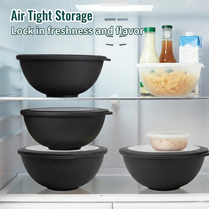 Wheat Straw Bowls 40 OZ, Unbreakable Salad Container for Lunch, Plastic Bowls with Lids, Microwavable Meal Prep Bowls for Cereal, Ramen, Soup, Leftovers - 4 Large Bowls and 4 Lids, Multi