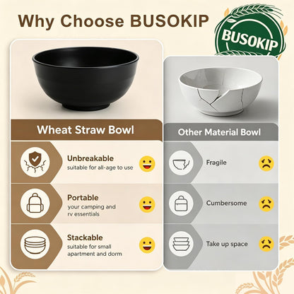 Wheat Straw Bowls 40 OZ, Unbreakable Salad Container for Lunch, Plastic Bowls with Lids, Microwavable Meal Prep Bowls for Cereal, Ramen, Soup, Leftovers - 4 Large Bowls and 4 Lids, Multi