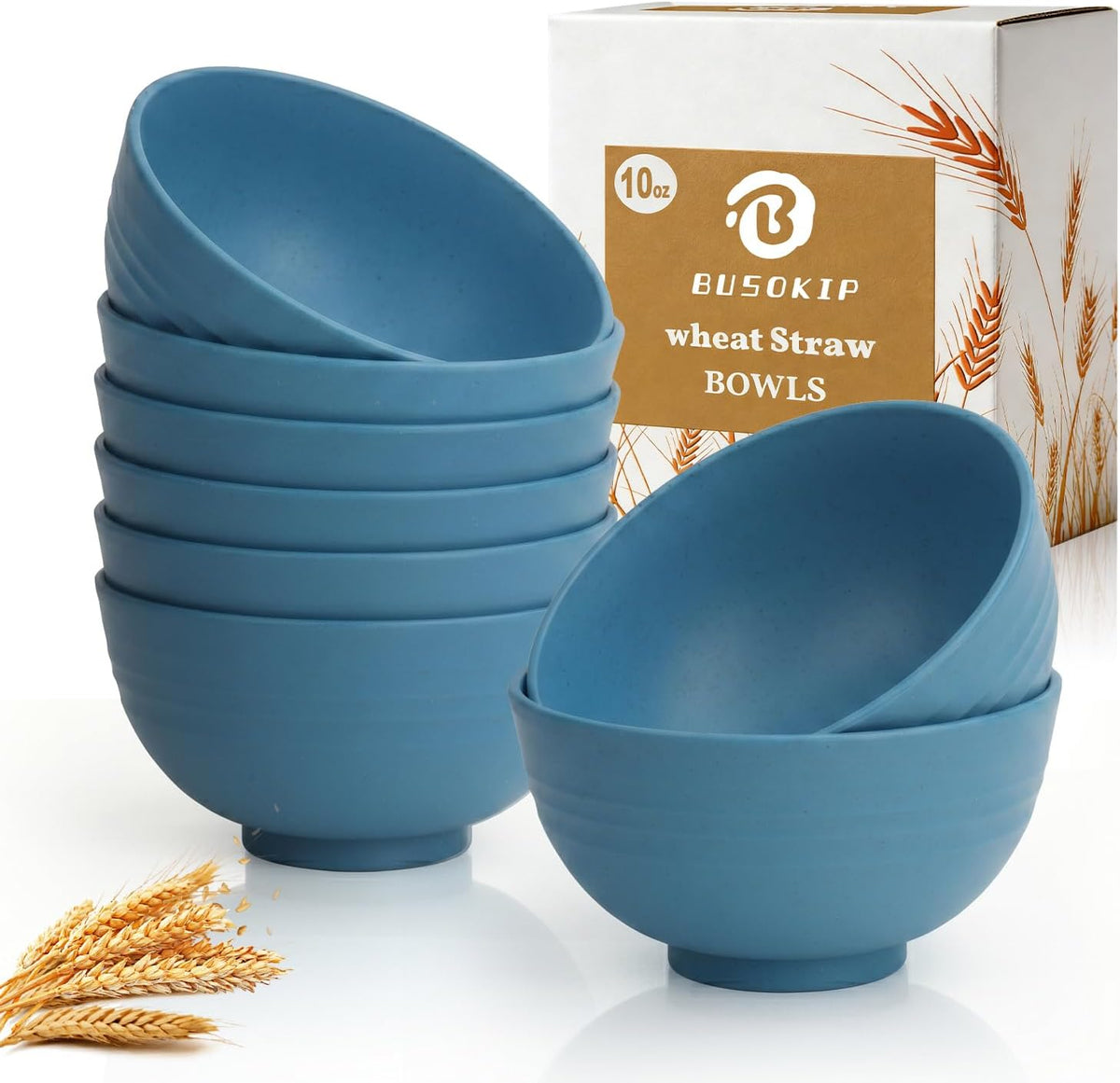 Wheat Straw Bowls 40 OZ, Unbreakable Salad Container for Lunch, Plastic Bowls with Lids, Microwavable Meal Prep Bowls for Cereal, Ramen, Soup, Leftovers - 4 Large Bowls and 4 Lids, Multi