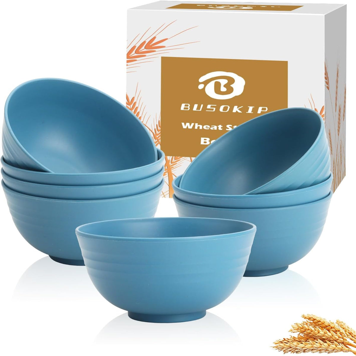 Wheat Straw Bowls 40 OZ, Unbreakable Salad Container for Lunch, Plastic Bowls with Lids, Microwavable Meal Prep Bowls for Cereal, Ramen, Soup, Leftovers - 4 Large Bowls and 4 Lids, Multi