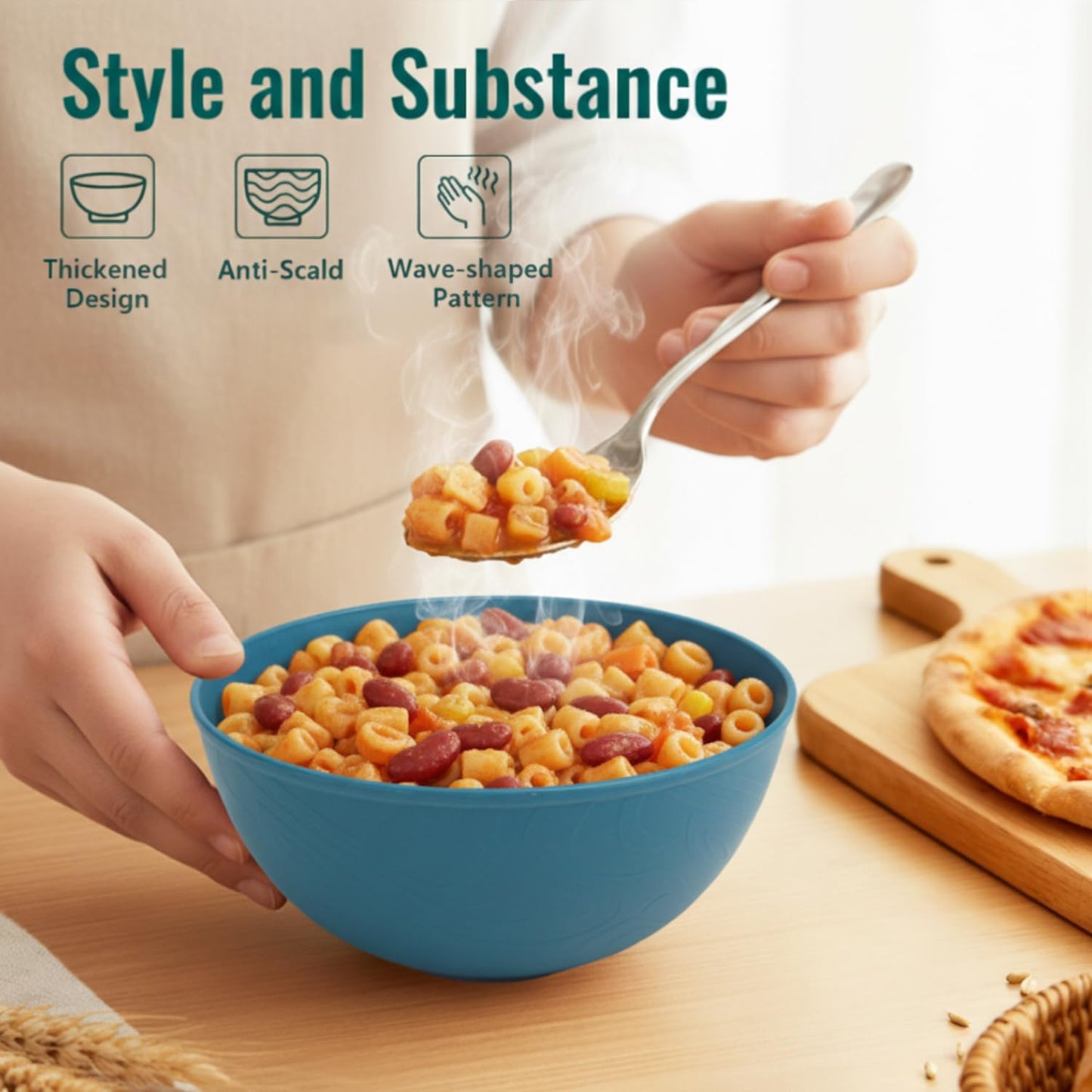 Wheat Straw Bowls 40 OZ, Unbreakable Salad Container for Lunch, Plastic Bowls with Lids, Microwavable Meal Prep Bowls for Cereal, Ramen, Soup, Leftovers - 4 Large Bowls and 4 Lids, Multi
