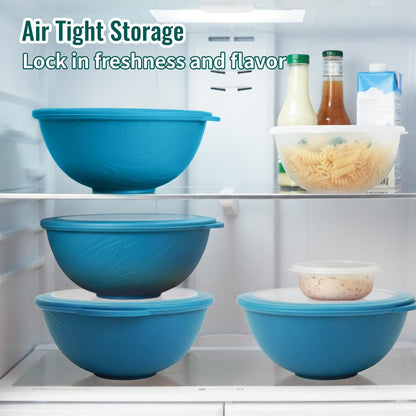 Wheat Straw Bowls 40 OZ, Unbreakable Salad Container for Lunch, Plastic Bowls with Lids, Microwavable Meal Prep Bowls for Cereal, Ramen, Soup, Leftovers - 4 Large Bowls and 4 Lids, Multi