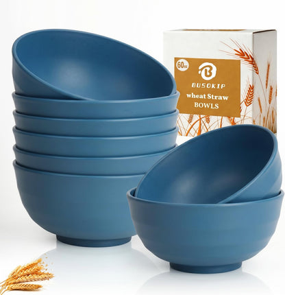 Wheat Straw Bowls 40 OZ, Unbreakable Salad Container for Lunch, Plastic Bowls with Lids, Microwavable Meal Prep Bowls for Cereal, Ramen, Soup, Leftovers - 4 Large Bowls and 4 Lids, Multi