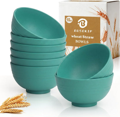 Wheat Straw Bowls 40 OZ, Unbreakable Salad Container for Lunch, Plastic Bowls with Lids, Microwavable Meal Prep Bowls for Cereal, Ramen, Soup, Leftovers - 4 Large Bowls and 4 Lids, Multi
