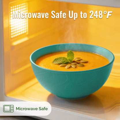 Wheat Straw Bowls 40 OZ, Unbreakable Salad Container for Lunch, Plastic Bowls with Lids, Microwavable Meal Prep Bowls for Cereal, Ramen, Soup, Leftovers - 4 Large Bowls and 4 Lids, Multi